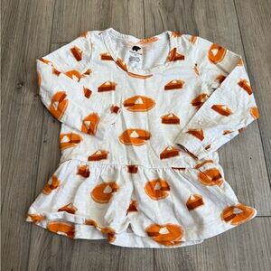 Monica + Andy Girls White Peplum Top with Orange Pie Print Size 3T